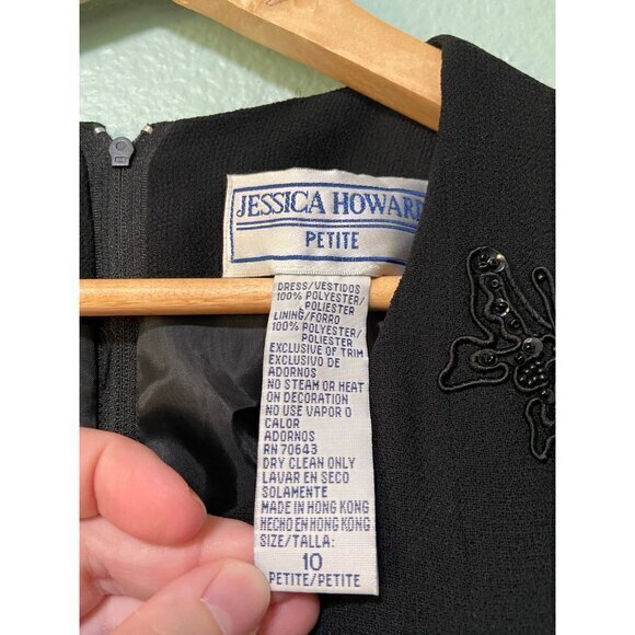 Vintage Jessica Howard Petites Womens Black 90s Y2K Inspired‎ Butterfly Dress 10 - Picture 7 of 9
